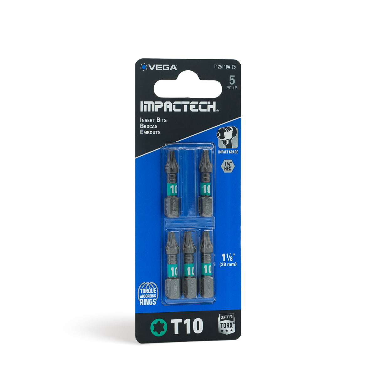 Impactech Torx 10 Insert Bit x 1" - Carded 5pc
