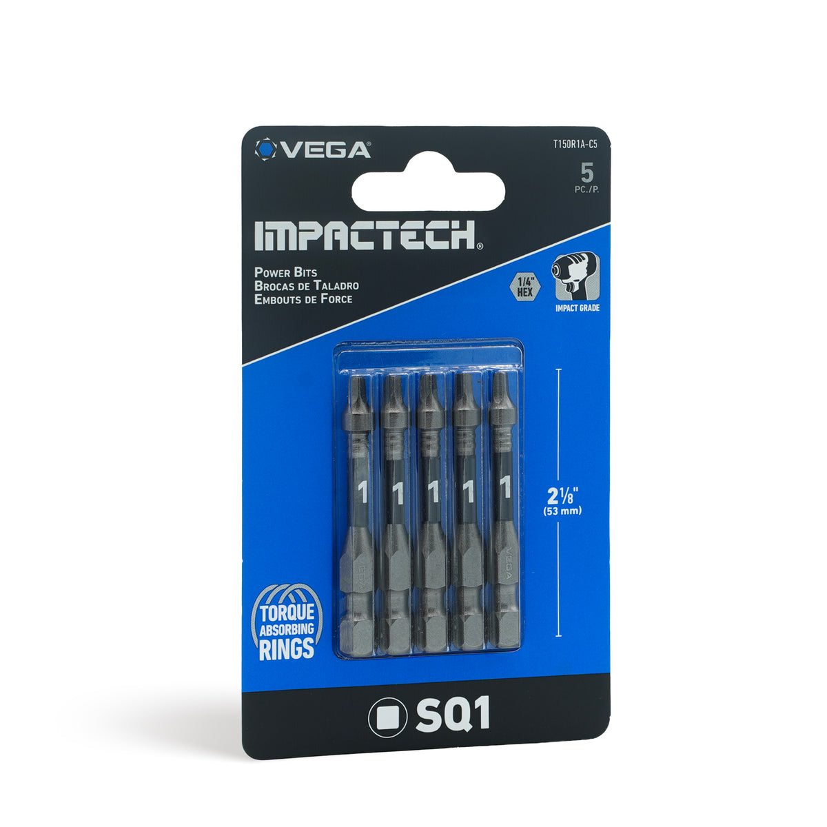 Impactech Square #1 Power Bit x 2" - Carded 5pc