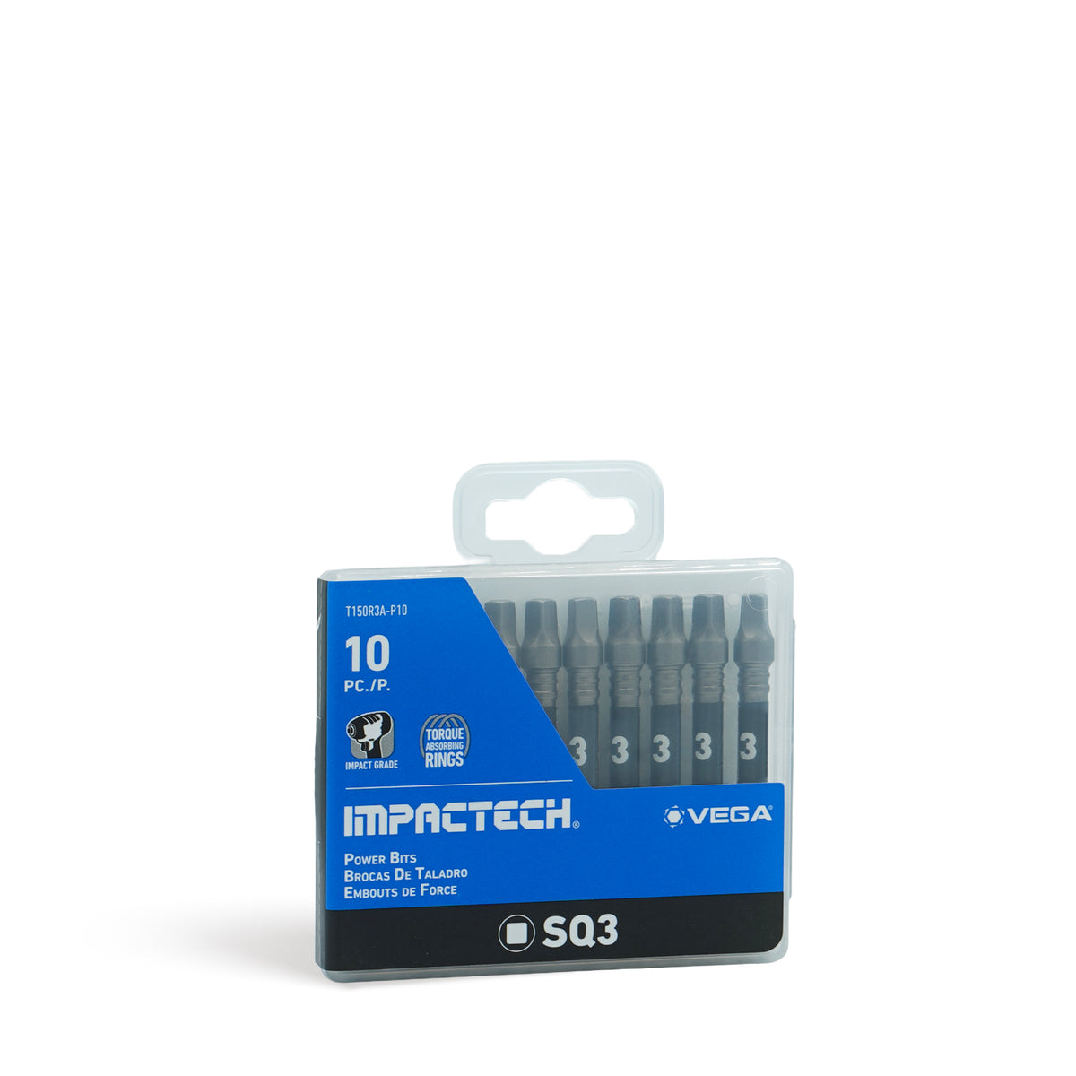 Impactech Square #3 Power Bit x 2" - Plastic Case 10pc