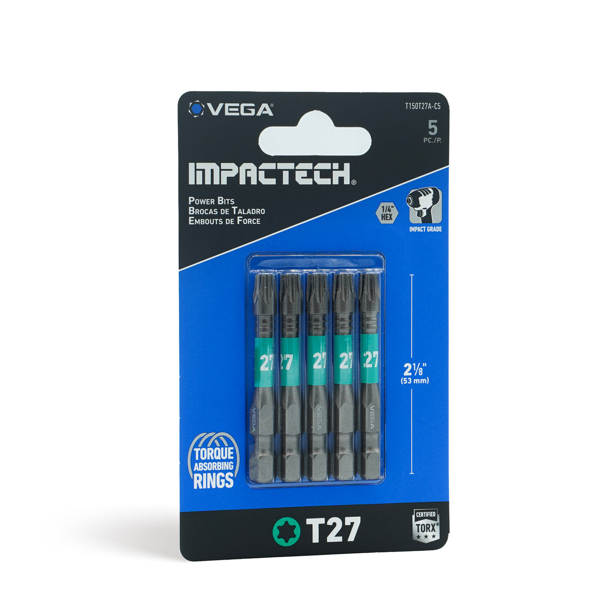 Impactech TORX 27 Power Bit x 2" - Carded 5pc