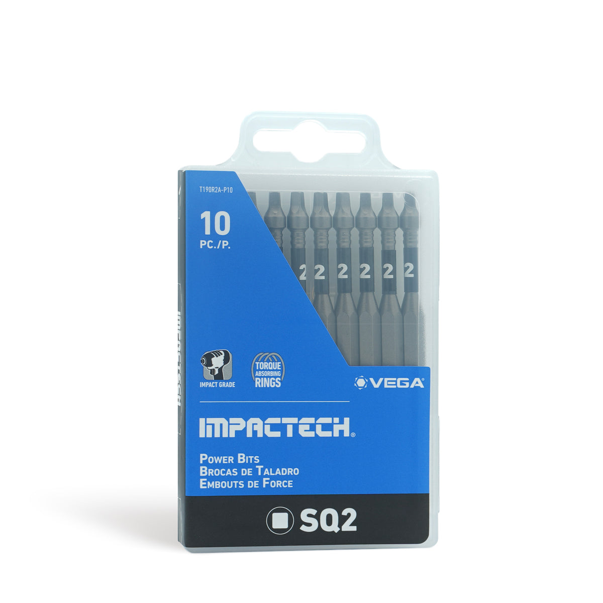 Impactech Square #2 Power Bit x 3-1/2" - Plastic Case 10pc