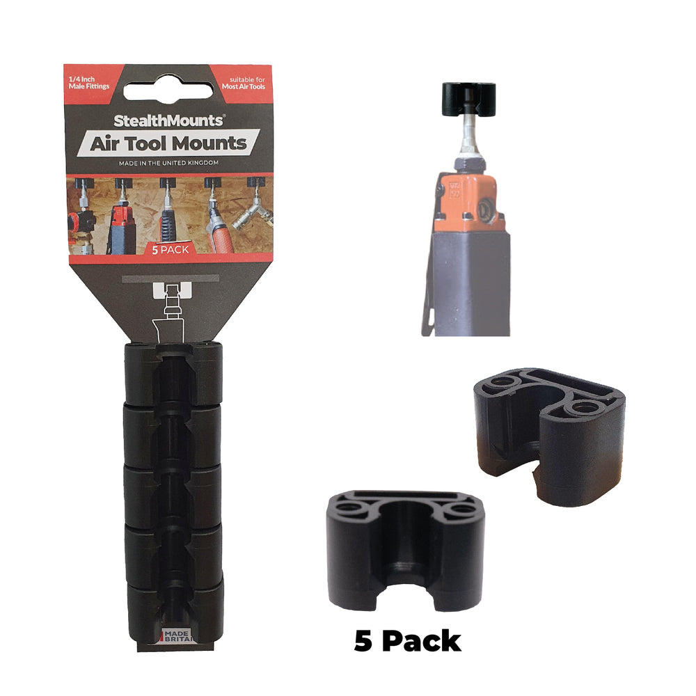 StealthMount OM-ATM-BLK-5 1/4 in Fitting Air Tool Mounts, 5 Pack