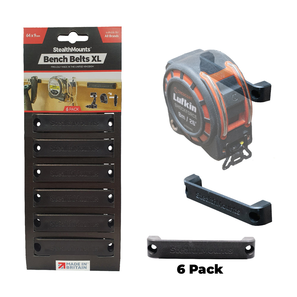 StealthMount BB-XL-BLK-6 Bench Belts Universal Tool Holster XL (6 Pack) Black