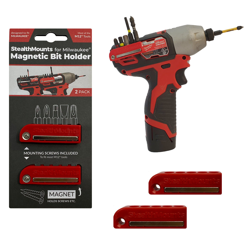 StealthMount BH-MW12-RED-2 Bit Holder For Milwaukee M12 (2 Pack)