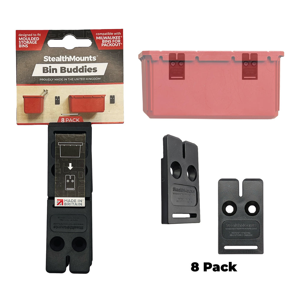 StealthMounts OM-BIN-BLK-8 Bin Buddy (8 Pack) Black