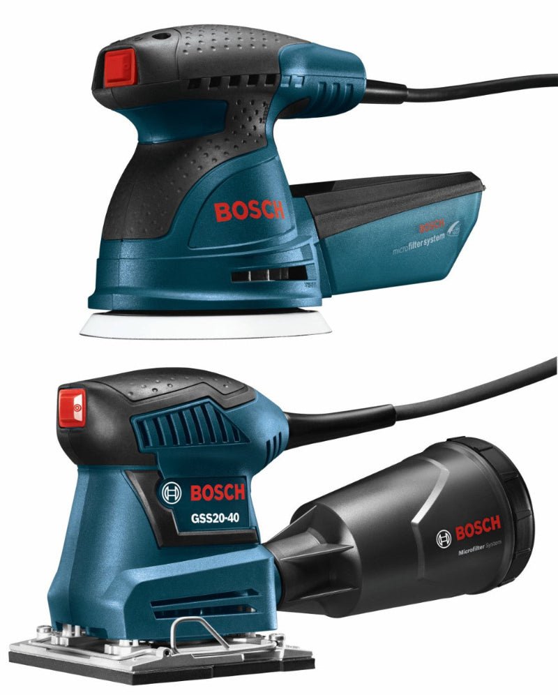 Bosch 2 - Tool Combo Kit with 5 In. Single - Speed Palm Random Orbit Sander/Polisher and 1/4 - Sheet Orbital Finishing Sander - Mississauga Hardware Centre Inc