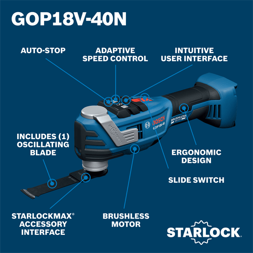 BOSCH GOP18V - 40N Professional 18V Brushless StarlockMax® Oscillating Tool - Mississauga Hardware Centre Inc