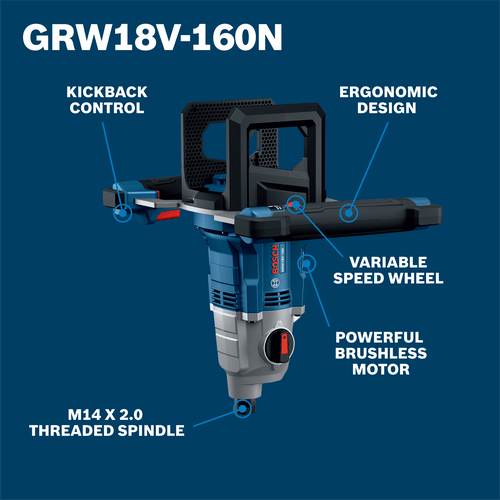 BOSCH GRW18V - 160N Professional 18V Brushless High Torque Mixer - Mississauga Hardware Centre Inc