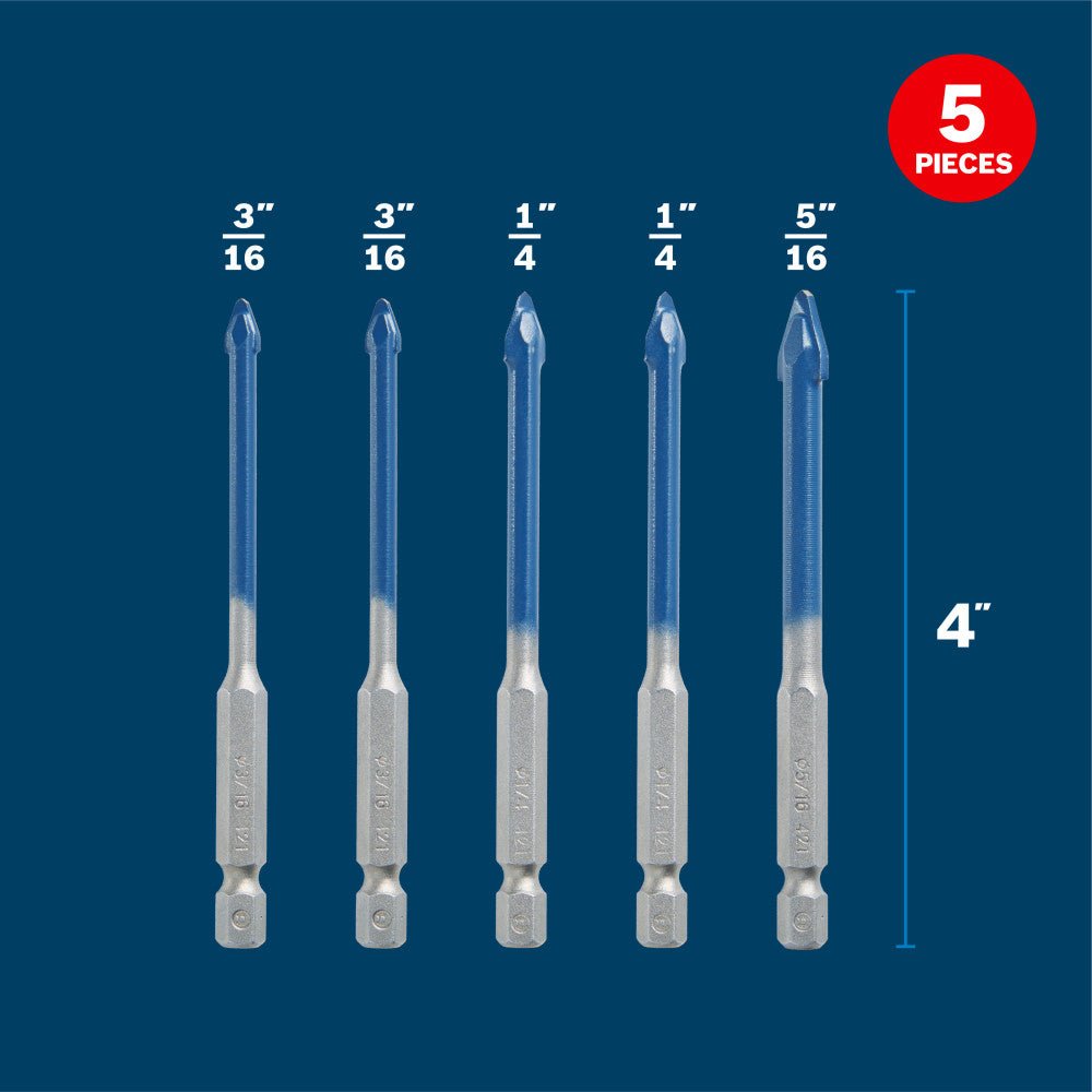 Bosch PTBX05 5 pc. Porcelain Tile Drill Bit Set - Mississauga Hardware Centre Inc