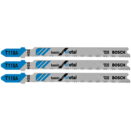 Bosch T118A3 3 pc. 3 - 5/8 In. 17 - 24 TPI Basic for Metal T - Shank Jig Saw Blades - Mississauga Hardware Centre Inc