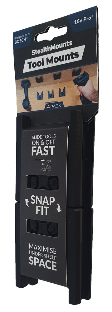 StealthMount TM-BO18-BLK-4 Tool Mounts for Bosch 18v (4 Pack) Black