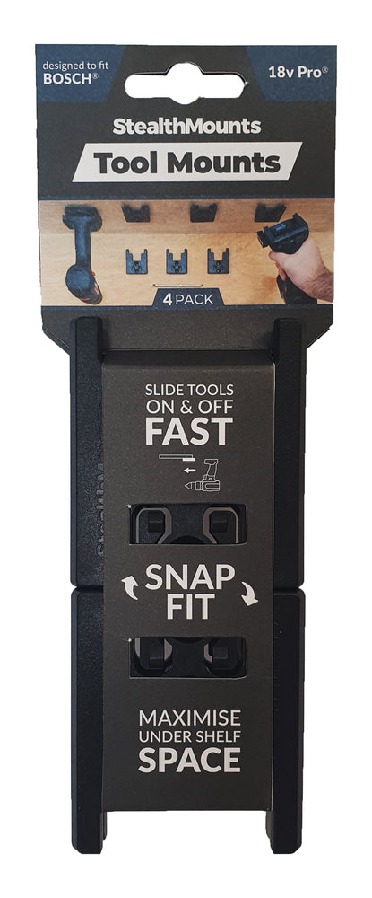 StealthMount TM-BO18-BLK-4 Tool Mounts for Bosch 18v (4 Pack) Black