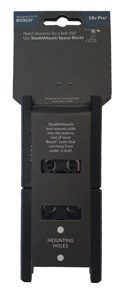 StealthMount TM-BO18-BLK-4 Tool Mounts for Bosch 18v (4 Pack) Black