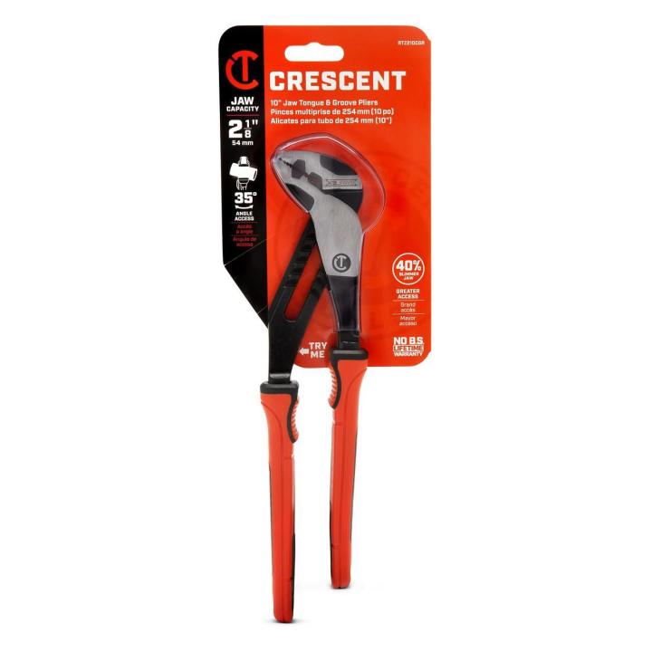 Crescent RTZ210CGR 10" Z2 K9™ Straight Jaw Tongue and Groove Plier with Dual Material Rawhide Handle - Mississauga Hardware Centre Inc