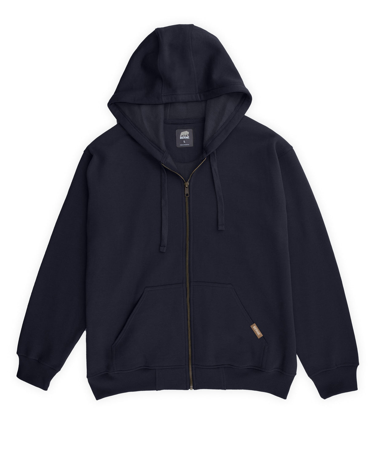 BERNE Heritage Grid Fleece-Lined Full-Zip Hooded Sweatshirt - Navy