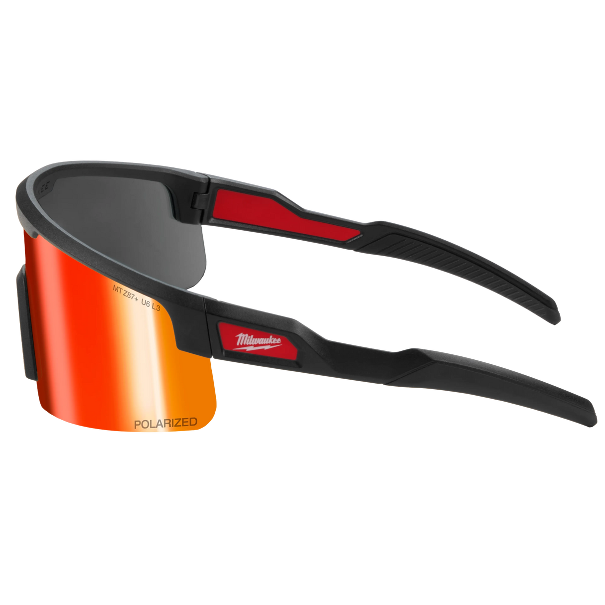 Milwaukee 48-73-2501 Polarized Wrap Around Safety Glasses - Red Mirrored Dual Coat Lenses