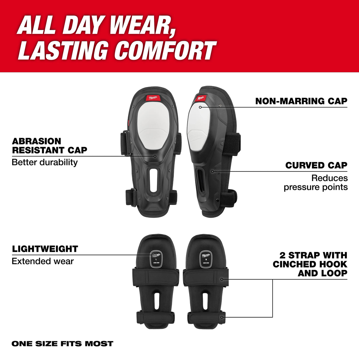 Milwaukee 48-73-6070 Dynamic Flooring Knee Pad feature callouts