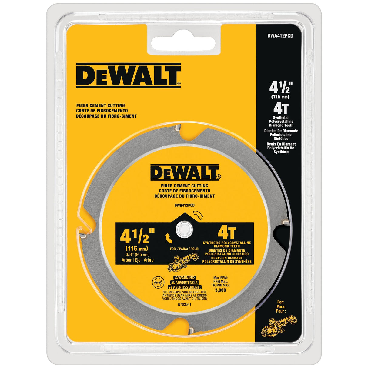 DEWALT DWA412PCD 4 - 1/2 in. 4T Fiber Cement Cutting Circular Saw Blade - Mississauga Hardware Centre Inc