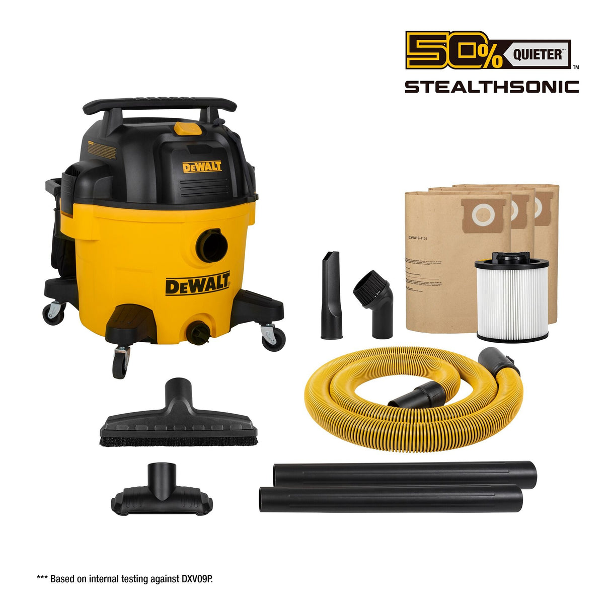 DEWALT DXV09PQTA 9 Gallon 5.0 PHP STEALTHSONIC QUIET VACUUM - Mississauga Hardware Centre Inc
