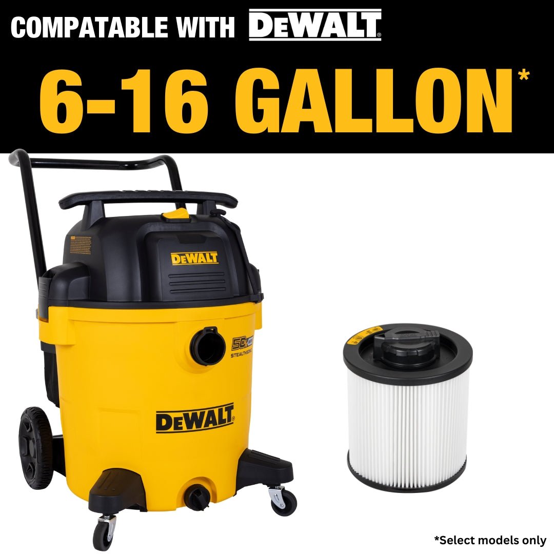 DEWALT DXVC6910 6 Gallon to 16 Gallon Cartridge Filter for Regular for Wet/Dry Vacuum - Mississauga Hardware Centre Inc