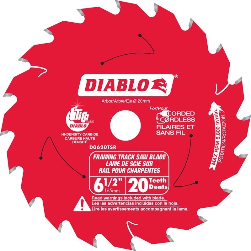 Diablo D0620TSR 6 - 1/2in 20 - Teeth Track Saw Blade for Framing - Mississauga Hardware Centre Inc