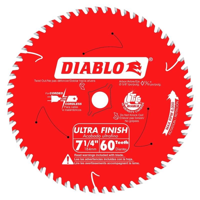 Diablo D0760A 7 - 1/4in x 60 - Teeth Ultra Finish Carbide Saw Blade for Wood - Mississauga Hardware Centre Inc