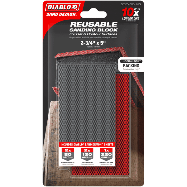 DIABLO DFB234DUOH01G 2 - 3/4" x 5" Reusable Hand Sanding Block - Mississauga Hardware Centre Inc