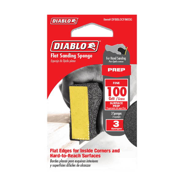 DIABLO DFBBLOCFIN03G 4" x 2 - 1/2" x 1" 100 - Grit Flat Edge Sanding Sponges (3 - pc) - Mississauga Hardware Centre Inc