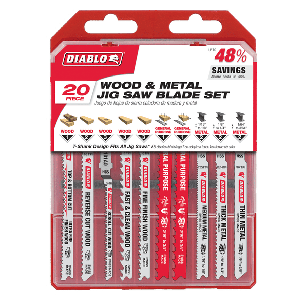 DIABLO DJT20S Jig Saw Blade Set for Wood, Metal and Plastics (20 - pc) - Mississauga Hardware Centre Inc