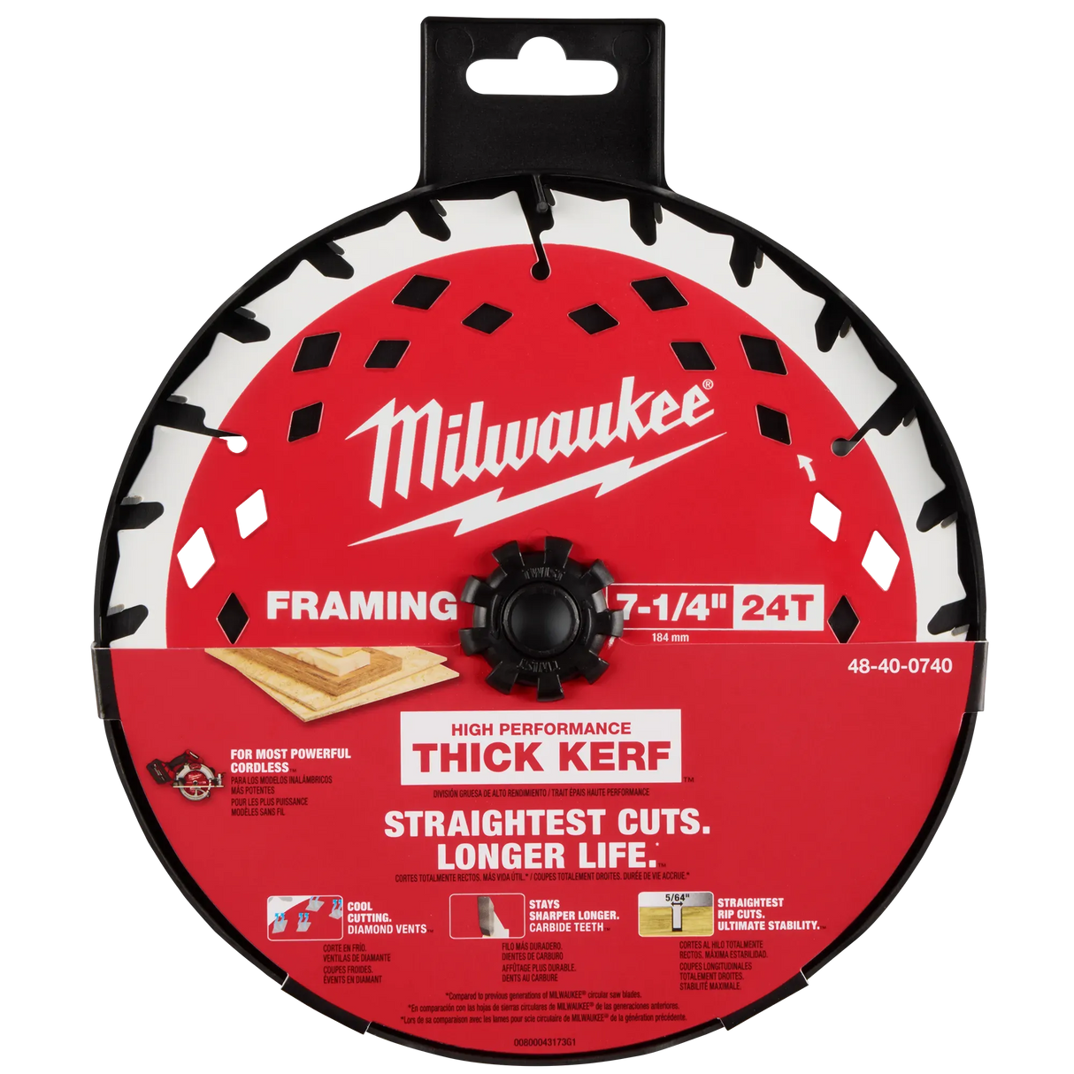 Milwaukee 48-40-0742 7-1/4" 24T Thick Kerf Framing Circular Saw Blade - 2PK