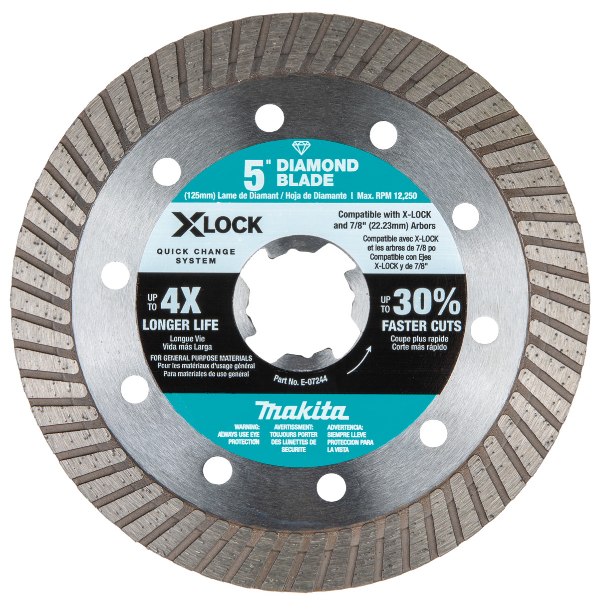 Makita E-07244 X‑LOCK 5" Turbo Rim Diamond Blade for Masonry Cutting