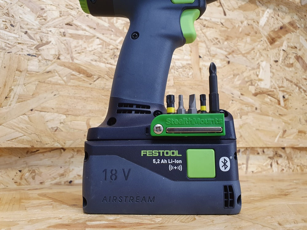 StealthMount BH-FT-GRN-2 Magnetic Bit Holder for Festool 18v Tools (2 Pack) Green