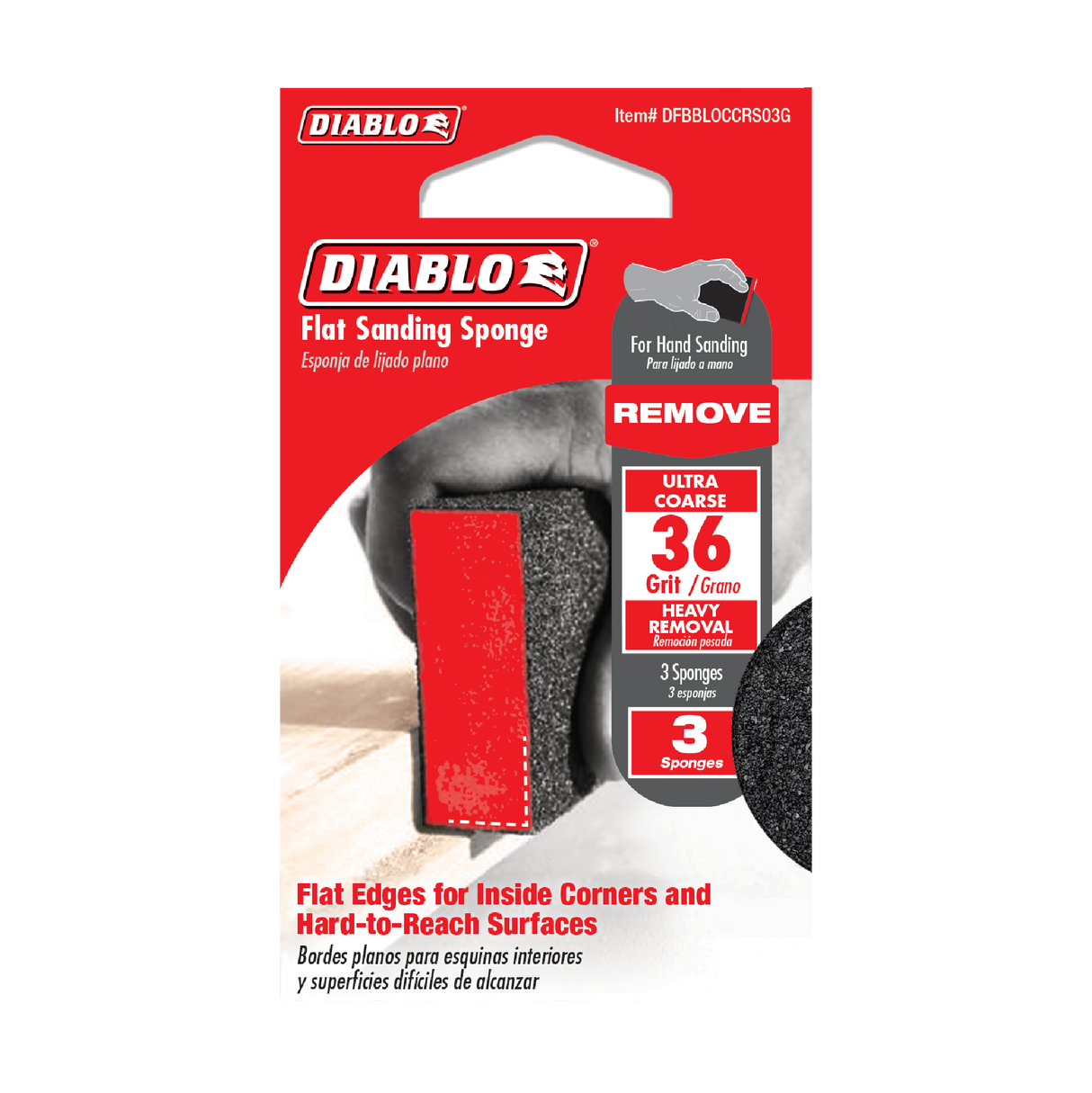 DIABLO DFBBLOCCRS03G Flat 36-Grit Sanding Sponge (3-pc)
