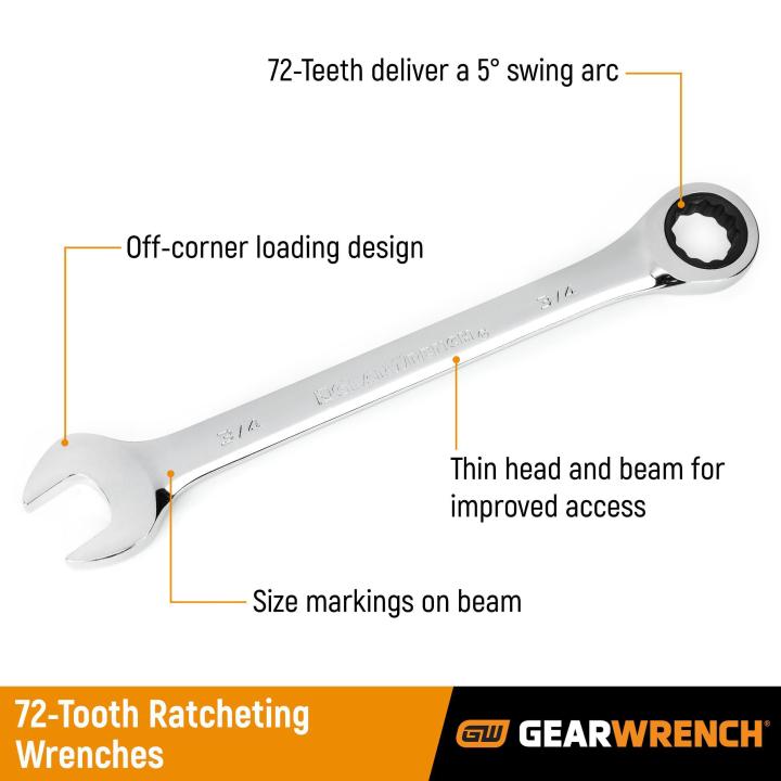 GEARWRENCH 35720 - 06 20 Piece 72 - Tooth SAE/Metric Ratcheting Combination Wrench Set - Mississauga Hardware Centre Inc