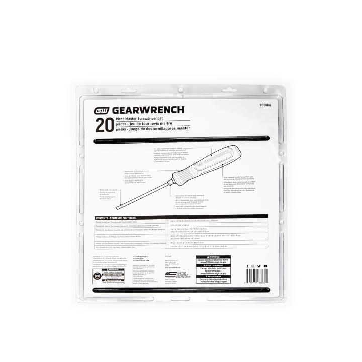 GEARWRENCH 80066H 20 Piece Phillips®/Slotted/Torx® Dual Material Screwdriver Set - Mississauga Hardware Centre Inc