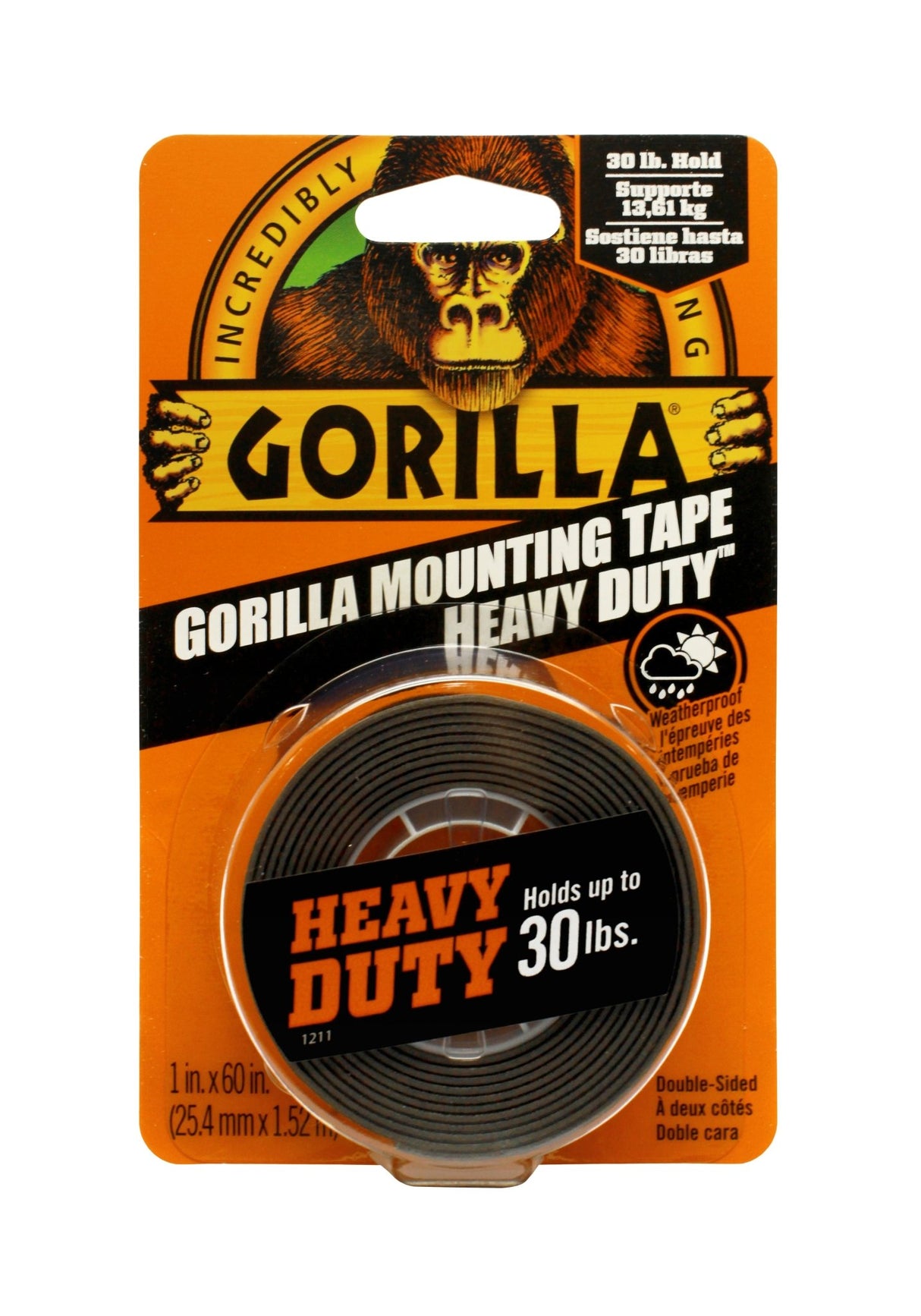 Gorilla 85061550 Black Mounting Tape 1in x 60in - Mississauga Hardware Centre Inc