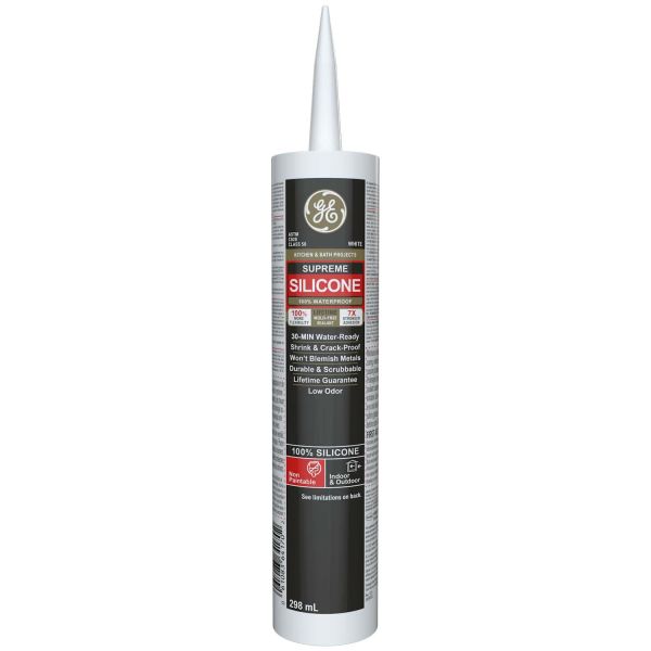 GE 300ml Supreme Silicone Kitchen & Bath Sealant - White