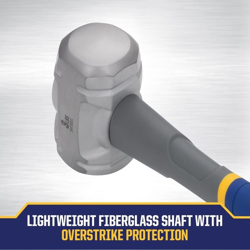 IRWIN IWHT56601 3 lb Polished Face Steel Head Rubber Sledge Hammer - Mississauga Hardware Centre Inc