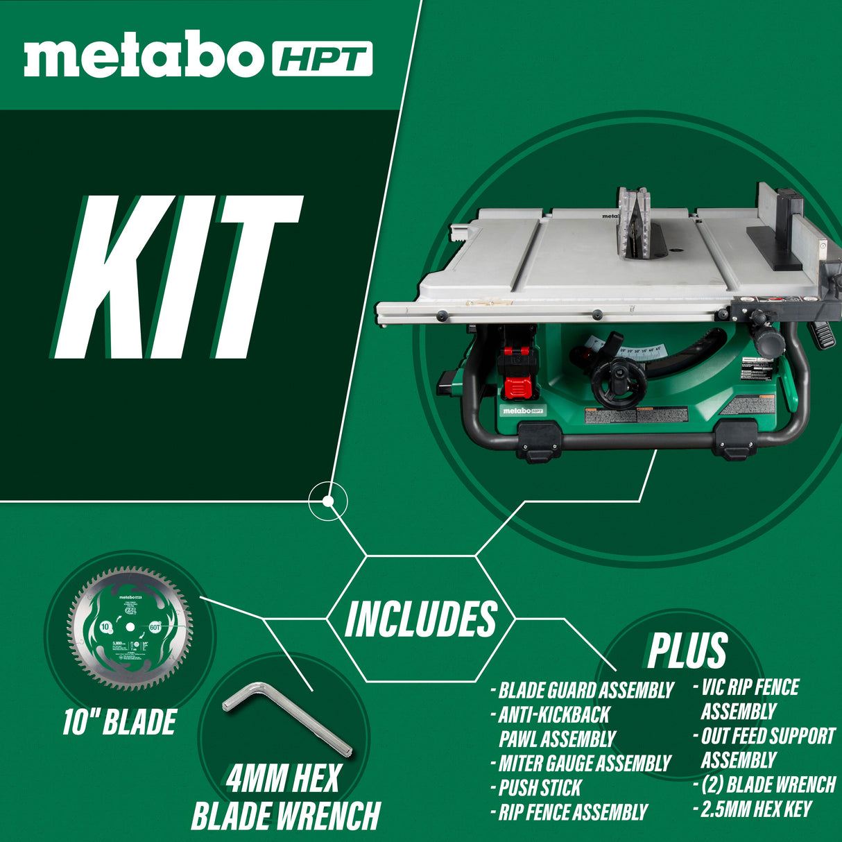 metabo HPT C3610DRJQ4M 36V MultiVolt™ 10 Inch Table Saw (Tool Body Only)