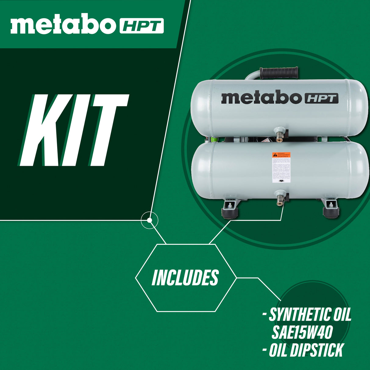 metabo HPT EC99SM 4 Gallon Portable Electric Twin Stack Air Compressor