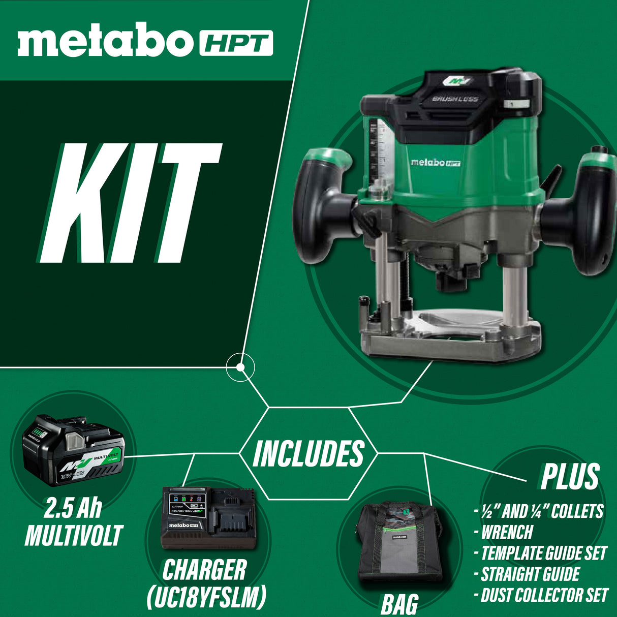 metabo HPT M3612DAM 36V Cordless Variable Speed Plunge Router