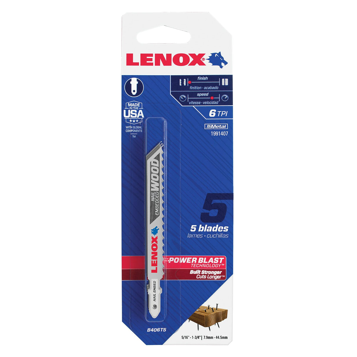 LENOX 1991407 General Purpose Jig Saw Blades 102 x 10 x 1.3 6TPI 5/PK - Mississauga Hardware Centre Inc