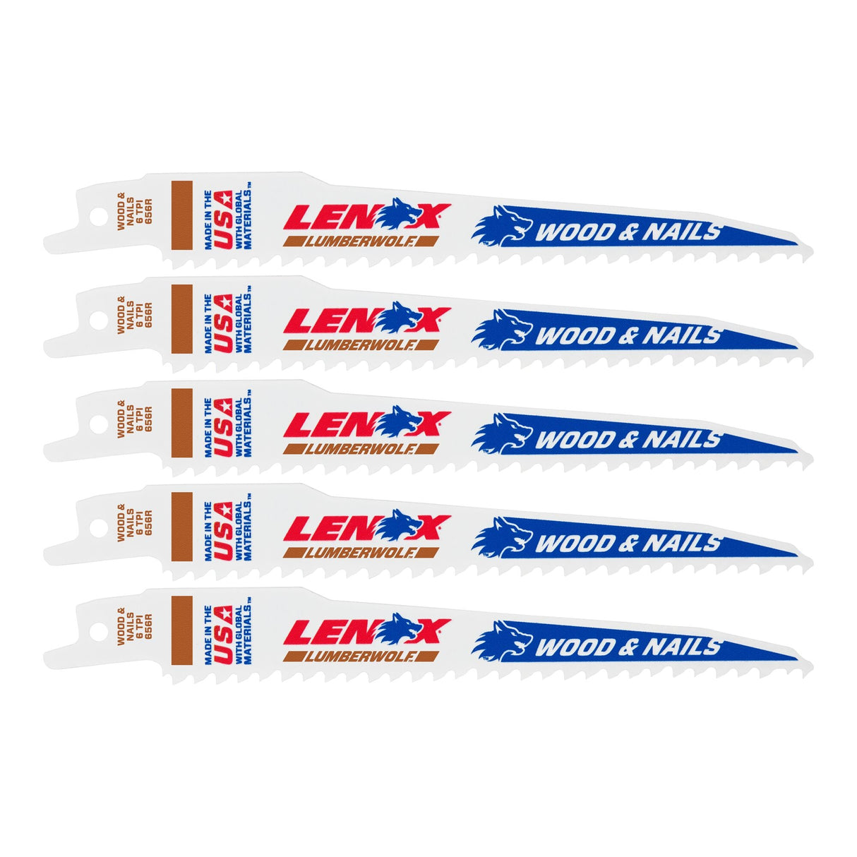LENOX 20572656R LUMBERWOLF™ 6" Reciprocating Saw Blades 6 TPI - 5/PK - Mississauga Hardware Centre Inc