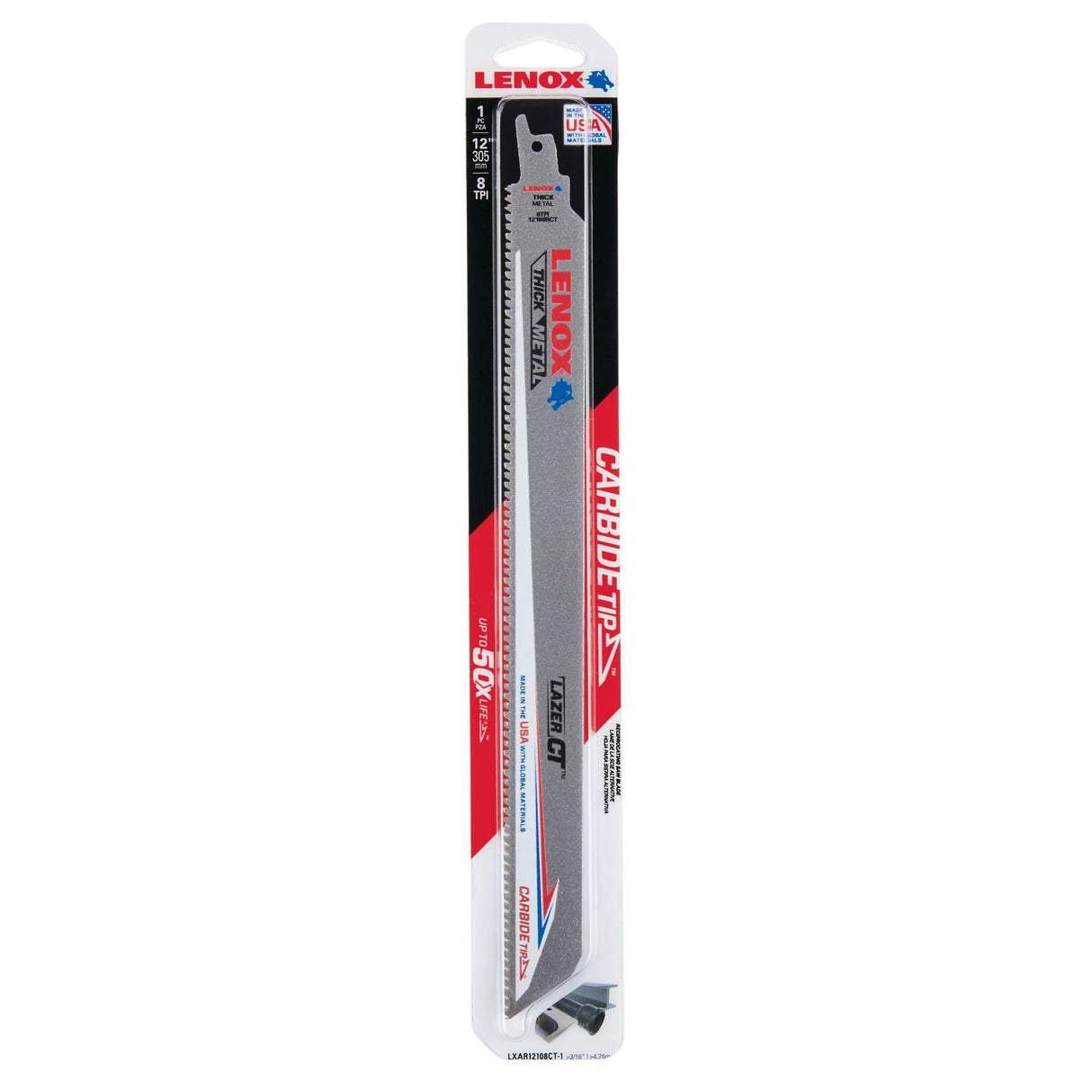 LENOX LXAR12108CT - 1 Lazer CT™ Carbide Tipped 12" Reciprocating Saw Blades 8TPI 1/PK - Mississauga Hardware Centre Inc