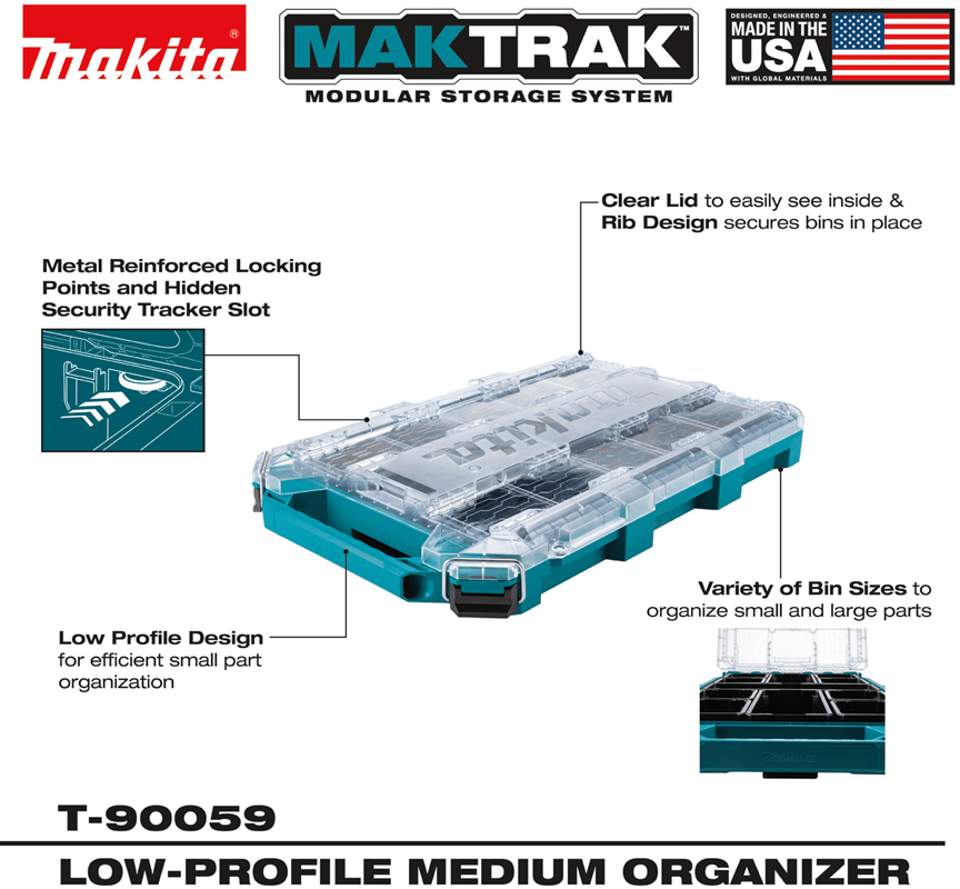 Makita MAKTRAK™ Low‑Profile Medium Organizer - Mississauga Hardware Centre Inc
