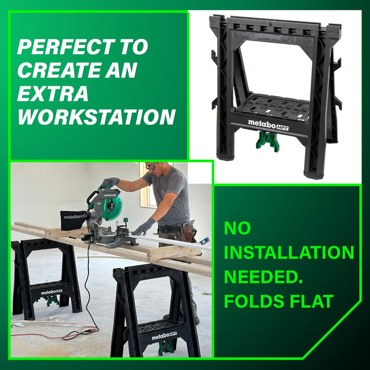 metabo HPT 115772M Heavy Duty Folding Sawhorses - 2 Pack - Mississauga Hardware Centre Inc