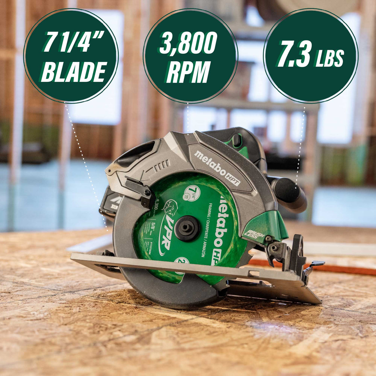 metabo HPT C1807DAQ4M 18V MultiVolt 7 - 1/4 Inch Cordless Circular Saw (Tool Body Only) - Mississauga Hardware Centre Inc
