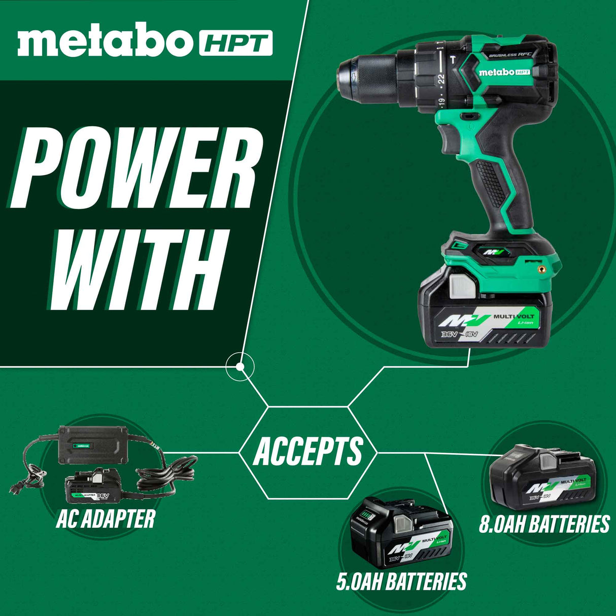 metabo HPT DV36DCM 36V MULTIVOLT™ CORDLESS BRUSHLESS 1/2" HAMMER DRILL KIT - Mississauga Hardware Centre Inc