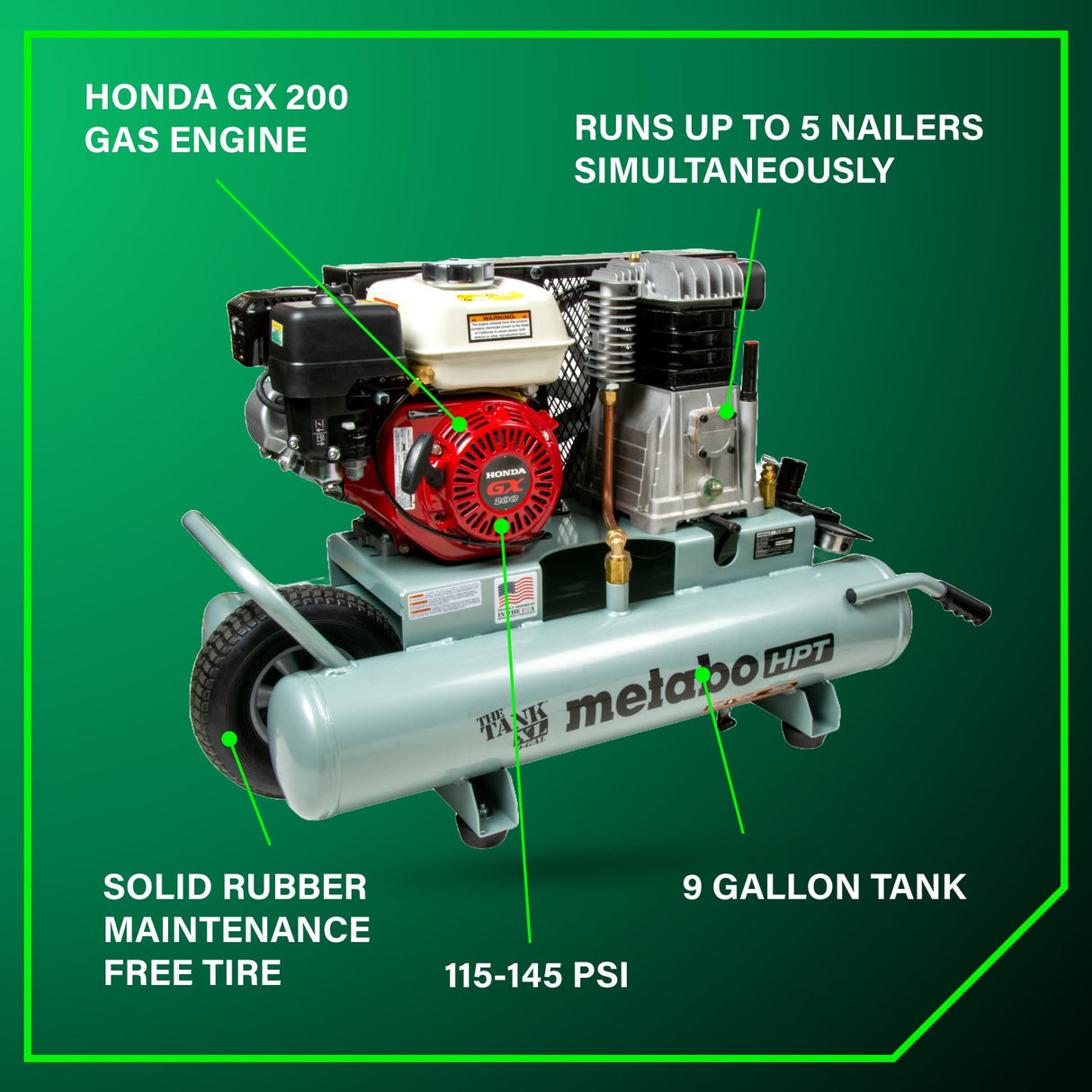 metabo HPT EC2610EAM 9 Gallon Gas Powered Wheelbarrow Air Compressor - Mississauga Hardware Centre Incmetabo HPTEC2610EAM