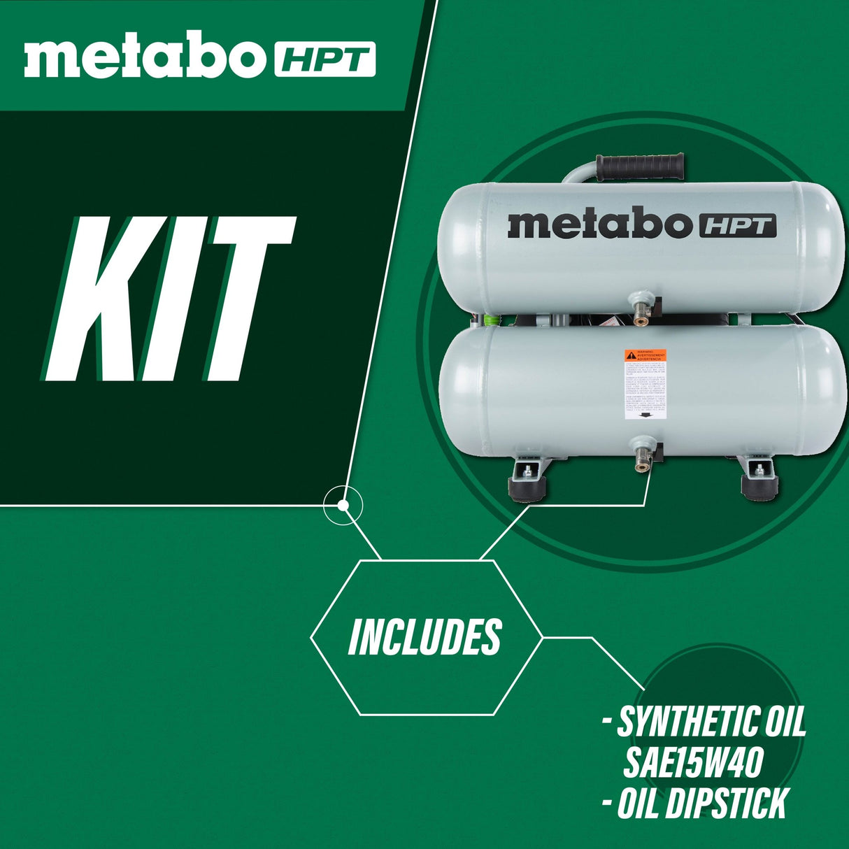 metabo HPT EC99SM 4 Gallon Portable Electric Twin Stack Air Compressor - Mississauga Hardware Centre Inc